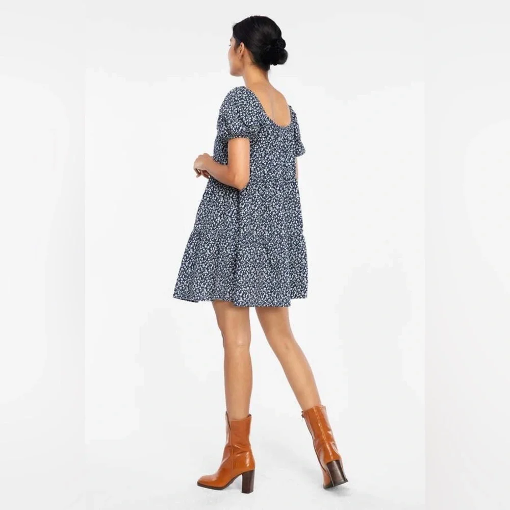 LACAUSA x Anthropologie Playa Boho Flowy Mini Dress in Blue Magic Mushroom - Picture 6 of 10